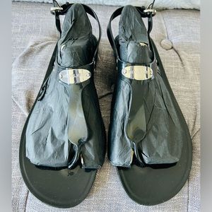 Michael Kors Silver Plate Jelly Thong Sandals